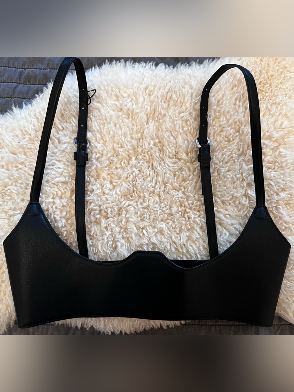 ZW COLLECTION FAUX LEATHER HARNESS TOP